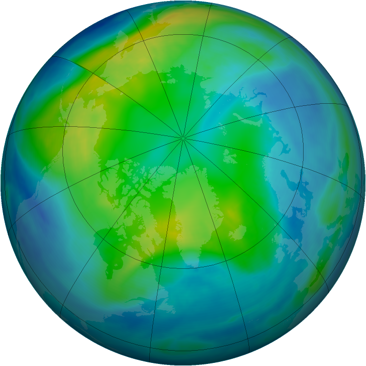Arctic ozone map for 28 October 2007